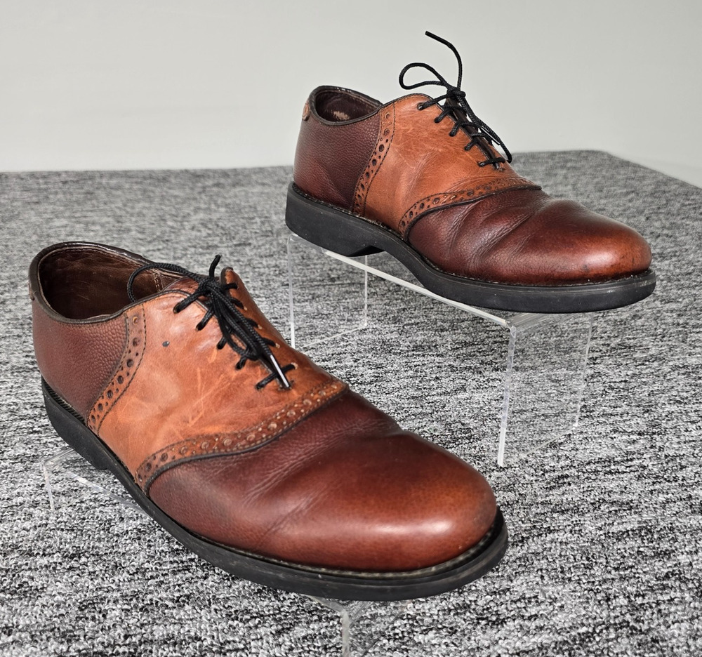 Dexter Vintage Saddle Oxford Shoes Men's 9 M Brown Leather Two Tone Brogue USA